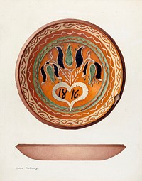 German Scraffito Plate (ca. 1941) by Aaron Fastovsky. Original from The National Gallery of Art. Digitally enhanced by rawpixel.