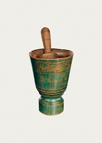 Mortar and pestle psd vintage illustration, remixed from the artwork by Elizabeth Moutal