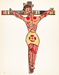 Plate 27: Christ Crucified: From Portfolio "Spanish Colonial Designs of New Mexico" (1935–1942) by unknown American 20th Century artist. Original from The National Gallery of Art. Digitally enhanced by rawpixel.