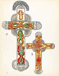 Plate 47: Crosses of Tin: From Portfolio "Spanish Colonial Designs of New Mexico" (1935&ndash;1942) by unknown American 20th Century artist. Original from The National Gallery of Art. Digitally enhanced by rawpixel.