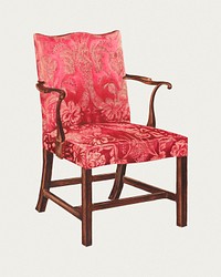 Vintage side chair psd illustration, remixed from the artwork by Ruth Bialostosky