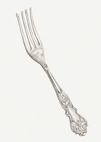 Vintage silver fork illustration, remixed from the artwork by Ludmilla Calderon