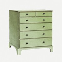 Vintage green drawer psd illustration, remixed from the artwork by Winslow Rich