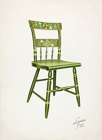 Stencilled Chair - One of Set of Six ( 1938) by Lawrence Flynn. Original from The National Gallery of Art. Digitally enhanced by rawpixel.