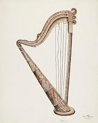 Stringed Harp (ca.1939) by Grace Thomas. Original from The National Gallery of Art. Digitally enhanced by rawpixel.
