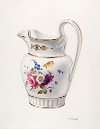 White Glazed Porcelain Pitcher (ca.1940) by Paul Ward. Original from The National Gallery of Art. Digitally enhanced by rawpixel.