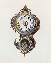 Metal Wall Clock (ca. 1938) by Peter Connin. Original from The National Gallery of Art. Digitally enhanced by rawpixel.