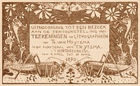 Uitnodiging met twee sprinkhanen (1898) print in high resolution by <a href="https://www.rawpixel.com/search/Theo%20van%20Hoytema?sort=curated&amp;page=1">Theo van Hoytema</a>. Original from The Rijksmuseum. Digitally enhanced by rawpixel.