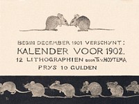Aankondiging voor kalender 1902 (ca.  1878&ndash;1901) print in high resolution by <a href="https://www.rawpixel.com/search/Theo%20van%20Hoytema?sort=curated&amp;page=1">Theo van Hoytema</a>. Original from The Rijksmuseum. Digitally enhanced by rawpixel.
