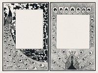 Ontwerp voor aankondiging en bestelkaart met pauwen (1878&ndash;1894) print in high resolution by <a href="https://www.rawpixel.com/search/Theo%20van%20Hoytema?sort=curated&amp;page=1">Theo van Hoytema</a>. Original from The Rijksmuseum. Digitally enhanced by rawpixel.