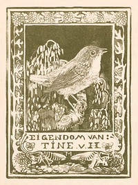 Ex libris van Tine van Hoytema (1896) print in high resolution by <a href="https://www.rawpixel.com/search/Theo%20van%20Hoytema?sort=curated&amp;page=1">Theo van Hoytema</a>. Original from The Rijksmuseum. Digitally enhanced by rawpixel.