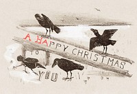 Kerstkaart met vier kraaien (1878–1917) print in high resolution by Theo van Hoytema. Original from The Rijksmuseum. Digitally enhanced by rawpixel.