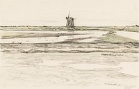 Landschap met poldermolen Het Noorden in polder Het Noorden op Texel (1873–1917) print in high resolution by Theo van Hoytema. Original from The Rijksmuseum. Digitally enhanced by rawpixel.