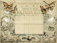 Ontwerp voor de kalender 1899 voor de Stoomdrukkerij Aurora (1874&ndash;1899) print in high resolution by <a href="https://www.rawpixel.com/search/Theo%20van%20Hoytema?sort=curated&amp;page=1">Theo van Hoytema</a>. Original from The Rijksmuseum. Digitally enhanced by rawpixel.