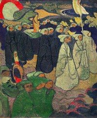 Procession on Pardon at Perros&ndash;Guirec (1891) painting in high resolution by <a href="https://www.rawpixel.com/search/Maurice%20Denis?sort=curated&amp;page=1&amp;topic_group=_my_topics">Maurice Denis.</a> Original from The Cleveland Museum of Art. Digitally enhanced by rawpixel.