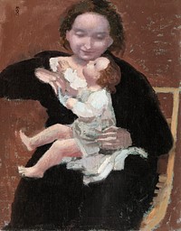 Mother and Child (ca.1895) painting in high resolution by Maurice Denis. Original from The Barnes Foundation. Digitally enhanced by rawpixel.