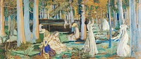 The Sacred Wood (Le Bois Sacr&eacute;) (1900) painting in high resolution by <a href="https://www.rawpixel.com/search/Maurice%20Denis?sort=curated&amp;page=1&amp;topic_group=_my_topics">Maurice Denis</a>. Original from The Public Institution Paris Mus&eacute;es. Digitally enhanced by rawpixel.