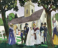 Lopoldine Fourqueux's First Communion (La Premire communion de Lopoldine Fourqueux) (1933) painting in high resolution by Maurice Denis. Original from The Public Institution Paris Musées. Digitally enhanced by rawpixel.