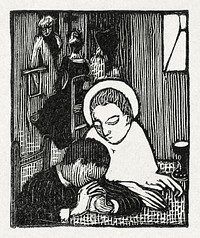 Illustration for poem in Paul Verlaine's collection of poetry Sagesse (Illustratie bij gedicht in dichtbundel Sagesse van Paul Verlaine) (1895) print in high resolution by Maurice Denis. Original from The Rijksmuseum. Digitally enhanced by rawpixel.