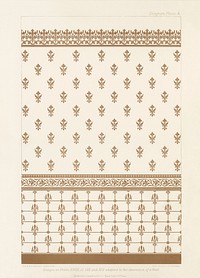 Antique wall decoration pattern. Digitally enhanced from our own original first edition of The Practical Decorator and Ornamentist (1892) by G.A Audsley and M.A. Audsley.