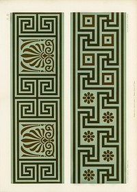 Antique Greek pattern. Digitally enhanced from our own original first edition of The Practical Decorator and Ornamentist (1892) by G.A Audsley and M.A. Audsley.