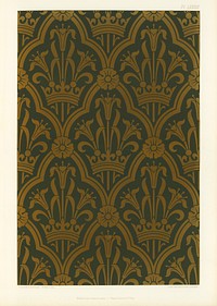Lily and crown pattern. Digitally enhanced from our own original first edition of The Practical Decorator and Ornamentist (1892) by G.A Audsley and M.A. Audsley.