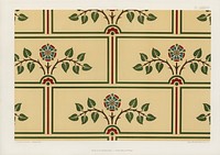 Floral brick pattern. Digitally enhanced from our own original first edition of The Practical Decorator and Ornamentist (1892) by G.A Audsley and M.A. Audsley.