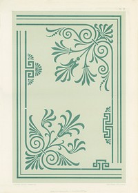 Greek ornamental pattern. Digitally enhanced from our own original first edition of The Practical Decorator and Ornamentist (1892) by G.A Audsley and M.A. Audsley.