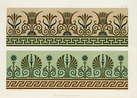Neo-Grec pattern. Digitally enhanced from our own original first edition of The Practical Decorator and Ornamentist (1892) by G.A Audsley and M.A. Audsley.