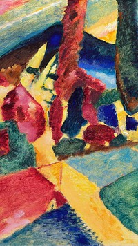 Kandinsky abstract iPhone wallpaper, Landscape with Two Poplars HD background