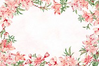 Vintage Japanese floral frame psd peach blossom art print, remix from artworks by Megata Morikaga