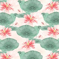 Lotus seamless pattern psd botanical background, remix from artworks by Megata Morikaga