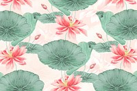 Lotus pattern botanical background vector, remix from artworks by Megata Morikaga