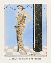 La chambre bleue d'arthénice: Robe du soir, de Beer (1923) fashion illustration in high resolution by George Barbier. Original from The Rijksmuseum. Digitally enhanced by rawpixel.