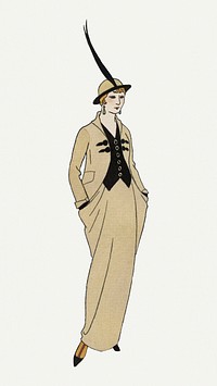 Vintage feminine fashion psd, remix from artworks by George Barbier