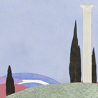 Pillar on hill background design space, remix from artworks by George Barbier