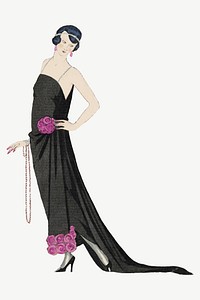 Vintage feminine fashion vector, remix from artworks by George Barbier