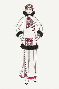 Traditional winter fashion psd, remix from artworks by George Barbier