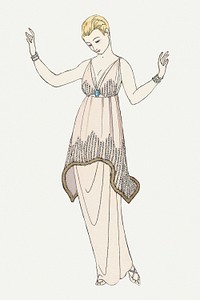 1920s women&#39;s fashion psd, remix from artworks by George Barbier