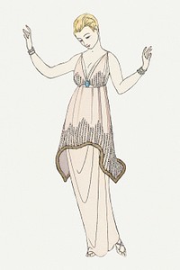 1920s women's fashion psd, remix from artworks by George Barbier