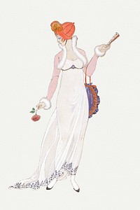 1920s women's fashion psd, remix from artworks by George Barbier