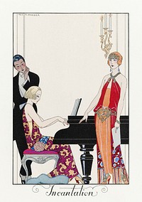 Incantation: France XXe si&egrave;cle (1923) fashion illustration in high resolution by <a href="https://www.rawpixel.com/search/George%20Barbier?sort=curated&amp;page=1">George Barbier</a>. Original from The Rijksmuseum. Digitally enhanced by rawpixel.