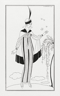 Costumes Parisiens (1914) fashion illustration in high resolution by George Barbier. Original from The Rijksmuseum. Digitally enhanced by rawpixel.