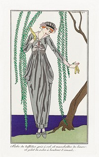 Costumes Parisiens (1913) fashion illustration in high resolution by George Barbier. Original from The Rijksmuseum. Digitally enhanced by rawpixel.