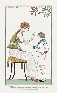 Costumes Parisiens (1913) fashion illustration in high resolution by George Barbier. Original from The Rijksmuseum. Digitally enhanced by rawpixel.