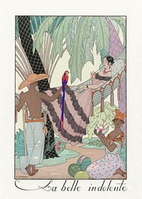 La belle indolente (1923) fashion illustration in high resolution by George Barbier. Original from The Rijksmuseum. Digitally enhanced by rawpixel.