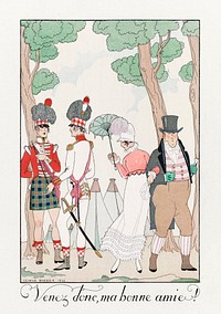 Come on, my good friend! (1923) fashion illustration in high resolution by George Barbier. Original from The Rijksmuseum. Digitally enhanced by rawpixel.