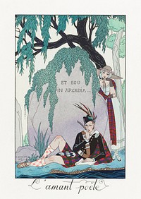 L&#39;amant po&egrave;te (1923) fashion illustration in high resolution by <a href="https://www.rawpixel.com/search/George%20Barbier?sort=curated&amp;page=1">George Barbier</a>. Original from The Rijksmuseum. Digitally enhanced by rawpixel.
