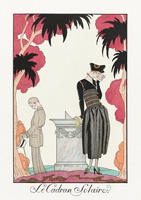 Le Cadran Solaire (1922) fashion illustration in high resolution by <a href="https://www.rawpixel.com/search/George%20Barbier?sort=curated&amp;page=1">George Barbier</a>. Original from The Rijksmuseum. Digitally enhanced by rawpixel.