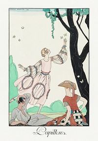 Papillons (1922) print in high resolution by <a href="https://www.rawpixel.com/search/George%20Barbier?sort=curated&amp;page=1">George Barbier</a>. Original from The Rijksmuseum. Digitally enhanced by rawpixel.